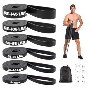 Resistance Bands, Pull Up Bands, Exercise Workout Bands for Working Out, Pull Up Assistance Bands Set for Men & Women, Body Stretching, Physical Therapy, Muscle Training - Black