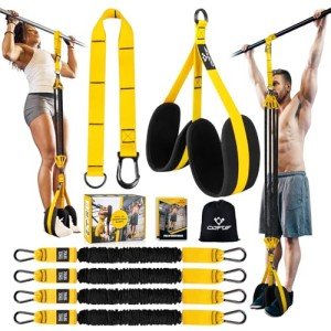 Pull Up Assistance Bands, Heavy-Duty Pull Up Resistance Bands of Adjustable Resistance & Height with Dual Stable Foot Support Pedals, Support to Assist Beginners in Pull Up Workout(70-280LBS) -Yellow