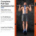 Pull Up Assistance Bands, Heavy Duty Assisted Pull Up Bands for Pull Up Assist, Adjustable Weight/Size with Fabric Feet Mats, Upgrade Pull Up Assist Bands for Strength Training