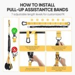 Adjustable Pull Up Assistance Bands with Fabric Feet Mats for Strength Training, Pull-Up Bar Workouts, and Resistance Training