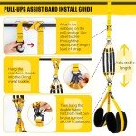 Pull Up Assistance Bands, Heavy-Duty Pull Up Resistance Bands of Adjustable Resistance & Height with Dual Stable Foot Support Pedals, Support to Assist Beginners in Pull Up Workout(70-280LBS) -Yellow