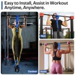 Pull Up Assistance Bands, Heavy Duty Assisted Pull Up Bands for Pull Up Assist, Adjustable Weight/Size with Fabric Feet Mats, Upgrade Pull Up Assist Bands for Strength Training