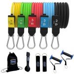 Bodylastics PRO Series Resistance Band Set - 5 Bands, Handles, Ankle Straps, Door Anchor, Carry Bag Heavy-Duty Stretch Exercise Bands-Patented Clips and Snap Reduction Tech (190 Lbs Max Resistance)