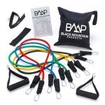 Black Mountain Products Resistance Band Set with Door Anchor, Ankle Strap, Exercise Chart, and Carrying Case, 48"
