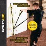 Tribe Lifting Door Anchor for Resistance Bands - Adjustable Resistance Band Door Anchor with 5 Loops & Metal Rings, Durable Nylon Door Strap for Full-Body Workouts (Green)