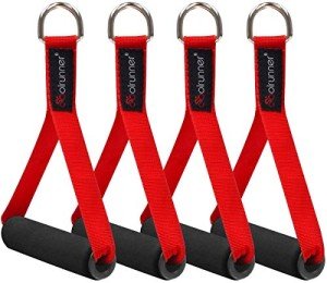 Coolrunner 2 Pair Resistance Band Handles Grips Fitness Strap Wide Design Heavy Duty Cable Handles with Solid ABS Cores, Heavy Gauge Welded D-Rings (4-Piece Set)