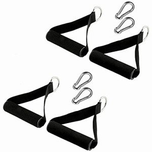 2 Pairs Premium Exercise Pull Handle Resistance Bands Handles with Solid Locks,Soft Foam Wrapped Heavy Duty Handles with Strong Nylon Belt Grips Fitness Strap for Yoga Exercise Gym Resistance Training