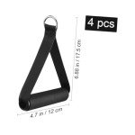 Garneck 4pcs Resistance Band with Handles Plastic D Ring Exercise Strap Foam Handle Band Fitness Equipment for Home Gym Overhead Strength Training Stretching Black