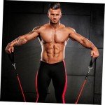 Garneck 4pcs Resistance Band with Handles Plastic D Ring Exercise Strap Foam Handle Band Fitness Equipment for Home Gym Overhead Strength Training Stretching Black