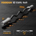 FEIERDUN 47" Olympic EZ Curl Bar for Weightlifting