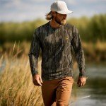 Palmyth Men's Camo Fishing Shirt with Zipper Pocket