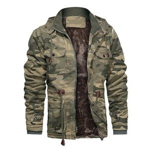 Men's Camo Winter Jacket with Fleece Lining