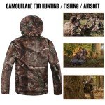 Men's Waterproof Camo Hunting Jacket - Softshell Fleece