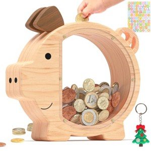 Cute Wooden Piggy Bank for Kids, Personalized Gift