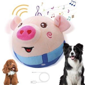 Interactive Squeaky Blue Pig Plush Toy