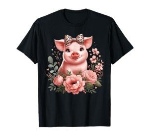 Cute Pig in Leopard Headband T-Shirt