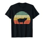 Retro Sunset Cute Pig Silhouette T-Shirt