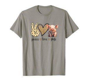 Cute Show Pig Lover T-Shirt with Peace & Love