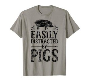 Funny Distracted Pig Farmer T-Shirt for Animal Lovers