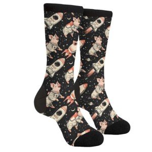 Cute Pig Space Crew Socks for Fun Lovers