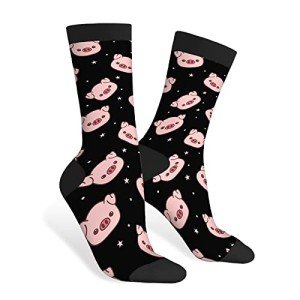 Funny Cartoon Pink Piggy Crew Socks for Everyone