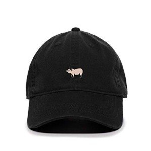 Cute Pig Embroidered Black Baseball Cap