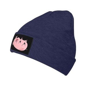 Cute Pig Winter Beanie Hat in Navy Blue