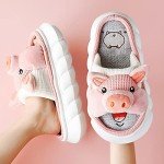 Cute Fuzzy Pig Slippers for Women - Pink