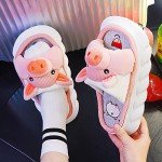 Cute Fuzzy Pig Slippers for Women - Pink