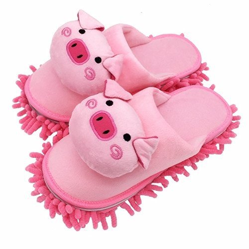 Cute Pink Piggy Dusting Slippers for Cleaning