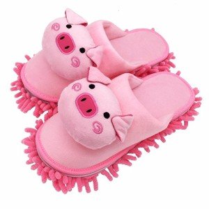 Cute Pink Piggy Dusting Slippers for Cleaning