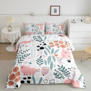 Kawaii Pig Comforter Set for Kids & Teens