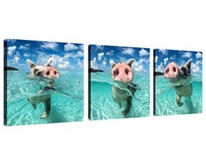 Cute Pig Canvas Wall Art Set for Home