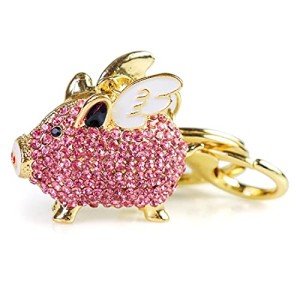 Cute Pink Flying Pig Keychain for Pig Lovers