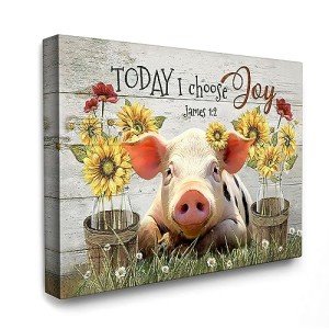 Cute Pig Sunflower Canvas Art for Home Decor