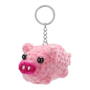 Adorable Hand-Knitted Pink Pig Keychain