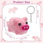 Adorable Hand-Knitted Pink Pig Keychain
