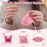 Adorable Hand-Knitted Pink Pig Keychain