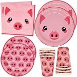 122 Pcs Cute Pink Pig Party Supplies Set