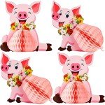 Adorable Pig Party Honeycomb Centerpieces - 4 Pack