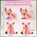 Adorable Pig Party Honeycomb Centerpieces - 4 Pack