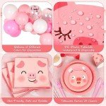Cute Pig Birthday Party Supplies Set for 24