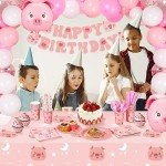 Cute Pig Birthday Party Supplies Set for 24