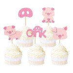 25 Cute Pink Pig Cupcake Toppers for Parties