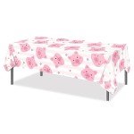 3 Pack Cute Pink Pig Tablecloths for Parties