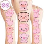 Cute Pig Party Supplies & Temporary Tattoos Set