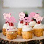 25 Cute Pink Pig Cupcake Toppers for Parties
