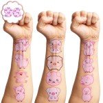 Cute Pig Party Supplies & Temporary Tattoos Set