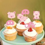 25 Cute Pink Pig Cupcake Toppers for Parties