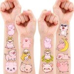 Cute Pig Party Supplies & Temporary Tattoos Set